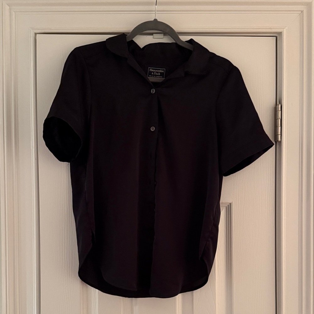 Abercrombie Black Short Sleeve Button-Up Shirt